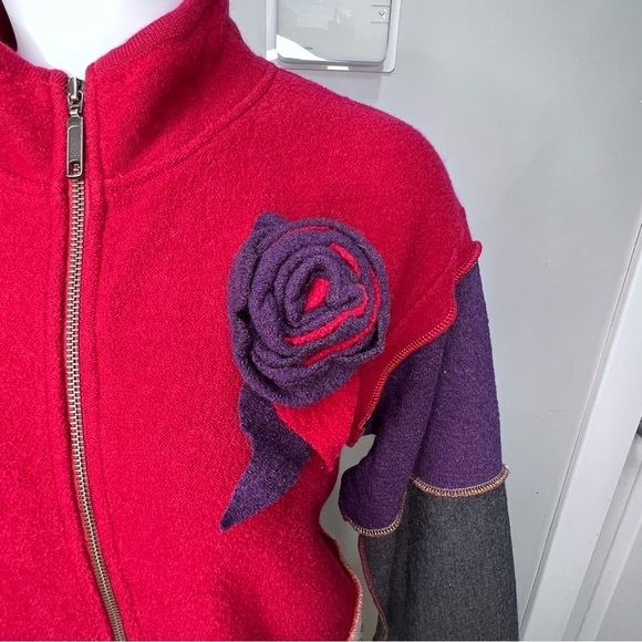 Vintage Woolrich Patchwork Duster Sweater Jacket Asymmetrical Hem Large - Picture 2 of 16